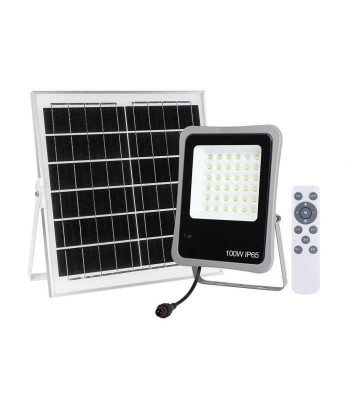 Proiector solar Well 100W 1200lm lumina rece 6500K cu panou solar 15W 350x350x17 mm foto
