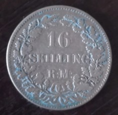 Moneda Danemarca - 16 Skilling Rigsmont 1856 - Argint