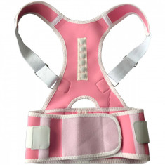 Centura corset magnetic pentru corectarea spatelui si a coloanei, marime M, roz foto