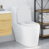 Vas WC vidaXL cu montare rapidă și &icirc;nchidere lentă, din Duroplast alb