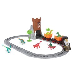 Set asamblare trenulet electric cu dinozauri de pictat 31 piese foto