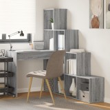 vidaXL Birou de colț cu raft cu depozitare sonoma gri 101.5 x 149.5 x 149.5 cm