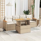 VidaXL Set canapele de grădină cu perne 5 piese bej poliratan/acacia 3327432