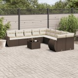 VidaXL Set canapele de grădină cu perne, 11 piese, maro, poliratan 3254260