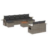 Cumpara ieftin Set mobilier de gradina cu perne, 10 piese, gri, poliratan