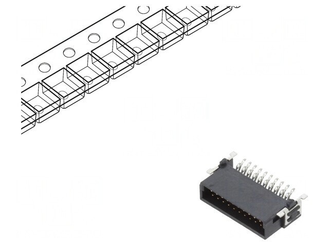 Conector PCB-PCB Tată 20 Pin 1,27mm Termoplastic