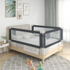 VidaXL Balustradă de protecție pat copii, gri &icirc;nchis, 150x25 cm textil