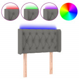 Cumpara ieftin Tablie de pat cu LED, gri inchis, 83x16x78/88 cm, textil