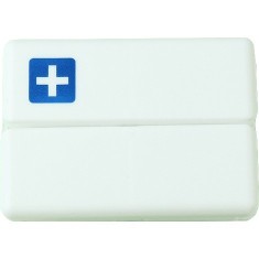 Cutie depozitare medicamente, 7 compartimente sigilate individual, pliabila, portabila, flippy, alb/albastru