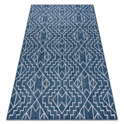 Covor SISAL SION Geometric, Caro 21778 țesute plate albastru inchis / ecru, 160x220 cm foto