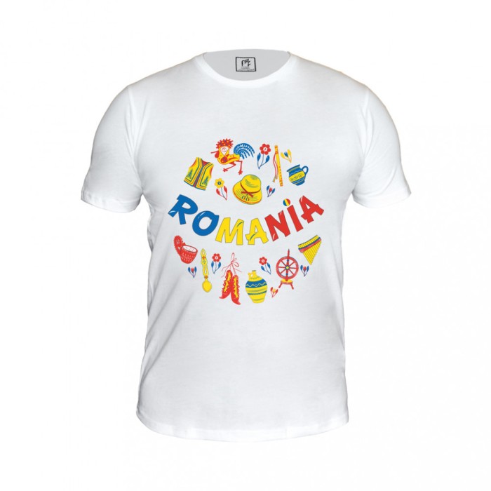 Tricou Romania, motive populare, 100% bumbac, MB190