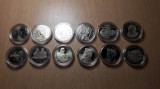 Lot complet 12x 50 bani 2010-2019 Romania, necirculate, &icirc;n capsule!