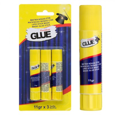 Set Lipici Stick, President Glue, Magic, Capacitate 11g, 3 Bucăți, Multicolor foto