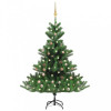 Pom de Crăciun artificial brad Nordmann LED&amp;globuri verde 150cm