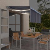 Cumpara ieftin Copertină retractabilă manual cu stor&amp;LED albastru&amp;alb, 3x2,5 m