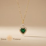 Colier Inima Reginei , Colier placat cu aur cu pandantiv inima smarald
