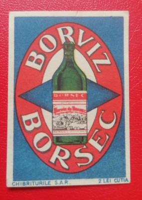 Eseu eticheta chibrit reclama Borviz Borsec foto