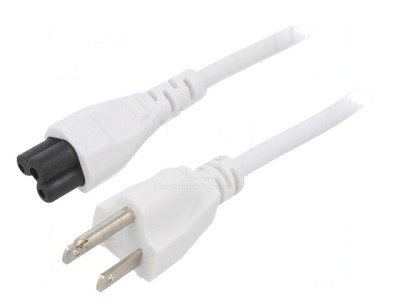 Cablu Alimentare 3m Alb 3x18AWG IEC C5 la NEMA 5-15 foto