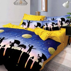 Lenjerie pat dublu,bumbac finet,6 piese,cearceaf normal 220x240cm, cearceaf pilota 200x220cm, 2 fete de perna 50x70, 2 fete de perna 70x70-M100