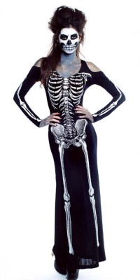 J500-1122 Rochie lunga tematica - Bone Appetit Skeleton foto