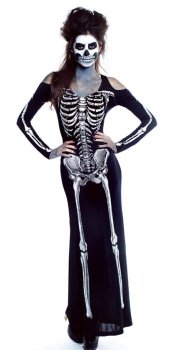 J500-1122 Rochie lunga tematica - Bone Appetit Skeleton