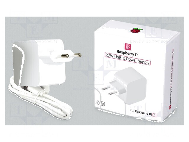 Alimentator Raspberry Pi 5 alb 1,2m 100&divide;240VAC 5A