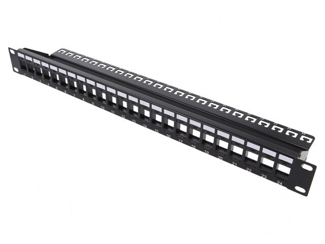 Patch Panel Keystone 24 Porturi 19 inch Negru