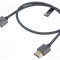 Cablu HDMI Goobay 0,5m textilă argintiu, HDMI - HDMI, High Speed, 4K UHD
