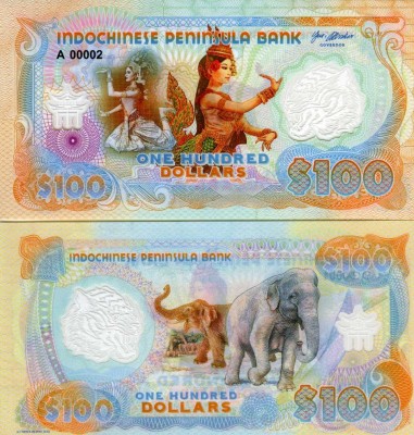 !!! FANTASY NOTE = INDOCHINA - 100 DOLARI 2021 - UNC / POLIMER / 166 x 85 mm foto