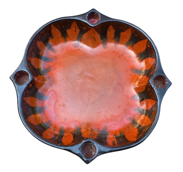 VAS-SUPORT VINTAGE LUMANARI DIN CERAMICA UPSALA EKEBY, ANII'30