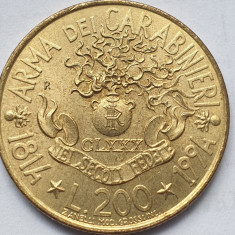 Monedă 200 lire 1994 Italia, Arma dei Carabinieri, km#164