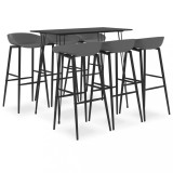 vidaXL Set mobilier de bar, 7 piese, negru și gri 3057397