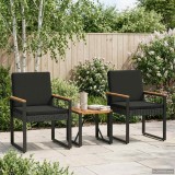 vidaXL Set de Mobilier pentru Exterior cu pernă 3 pcs Negru poliratan 42025330