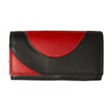 Cumpara ieftin Portofel dama, Yara PT1395, piele naturala, Negru/Rosu