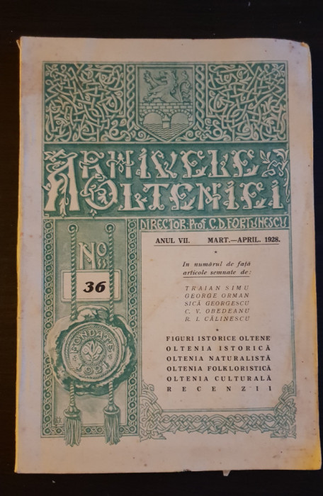 ARHIVELE OLTENIEI, No. 36, anul VII, mart.-april. 1928 - Traian Simu, G. Orman