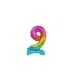 Balon folie sub forma de cifra, in nuante curcubeu 38 cm-Tip Cifra 9