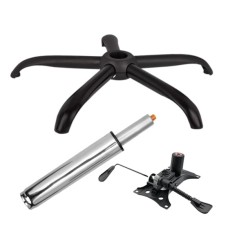Set placuta balans metalica 25 x 15 cm, baza 64 cm si cilindru piston, gaz, pentru scaune birou, argintiu, 35 cm