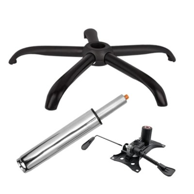 Set placuta balans metalica 25 x 15 cm, baza 64 cm si cilindru piston, gaz, pentru scaune birou, argintiu, 35 cm foto