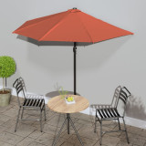 Cumpara ieftin Umbrelă balcon tijă aluminiu cărămiziu 270x144x222cm semirotund