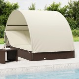 Șezlong Dublu Gradina vidaXL Maro Poliratan cu Acoperiș Rotund, 211x112x140cm + 2 Perne