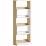 HOMCOM Bibliotecă de Colț cu 5 Polițe, Design Rotativ 350&deg;, Lemn/Alb | Aosom Romania