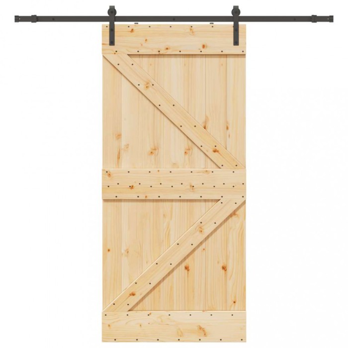 Ușă glisantă cu set feronerie, 90x210 cm, lemn masiv de pin