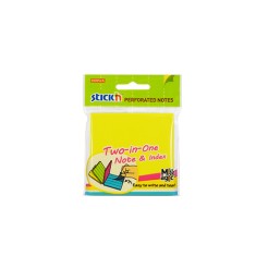 Notes Autoadeziv Perforat 76 X 76 Mm, 80 File, (2 In 1 - Notes/index), Stick&amp;quot;n - 4 Culori Fluoresc foto