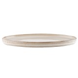 Platou Oval Ceramic Crem Evia Florina, 32x18cm, Calitate Superioara, Farfurie Servire Aperitive, Microunde/Masina Spalat Vase