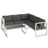 Outsunny Set Mobilier de Grădină din 4 Piese cu 2 Canapele, Fotoliu Reglabil și Măsuță de Cafea, 121x61x62 cm, Gri | Aosom Romania