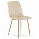 Scaun bucatarie/living, Artool, Lava, catifea, metal, bej deschis, 45x55x86 cm, Leobert