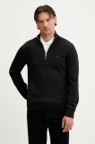 Tommy Jeans pulover de bumbac culoarea negru, light, cu turtleneck, DM0DM21654