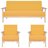 vidaXL Set de canapele, 3 piese, galben, material textil