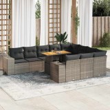 VidaXL Set mobilier de grădină cu perne, 10 piese, gri, poliratan