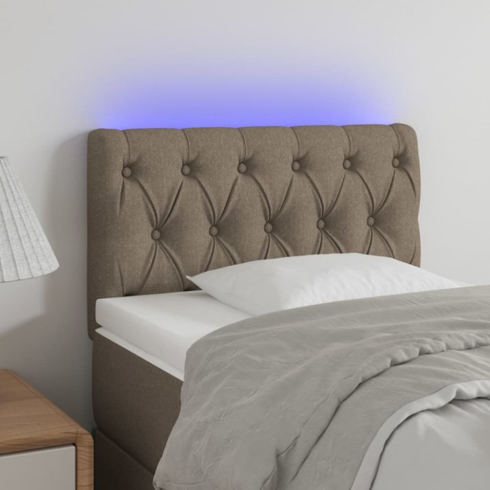 vidaXL Tăblie de pat cu LED, gri taupe, 80x7x78/88 cm, textil 3121926